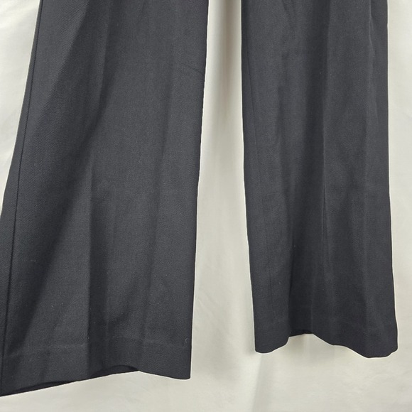 Theory Women's Size 10 Black Wide Leg Wool Blend Pique Trouser Pants Office Work - Picture 2 of 8